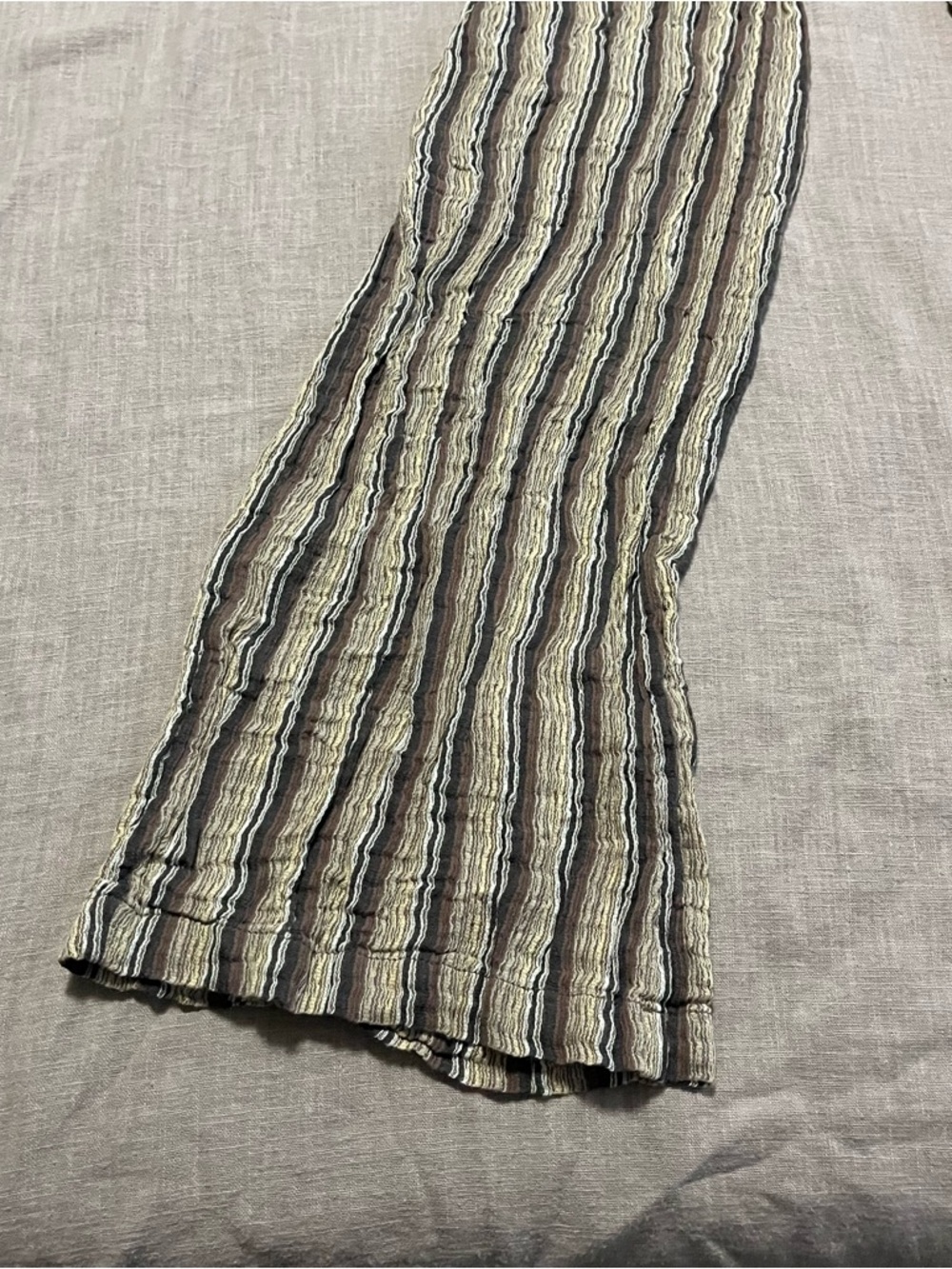 Billabong Brown Striped Textured Flare Pants Size Small Beach Hippie Boho Wide - Picture 3 of 10